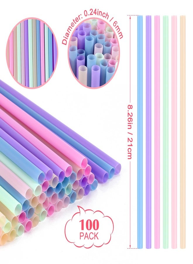 ONEYIM [100 Pcs] Colorful Disposable Plastic Drinking Straws - 8.26" Long & 0.24" Diameter Cute Straws for Juice,Coffee,Milk,Cocktail, Ideal for Bachelorette Party, Birthday Party, Bridal Shower, Baby Shower - Image 2